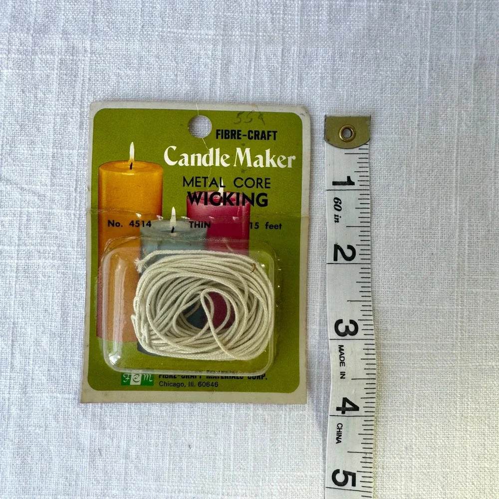 Vintage 1970s Fibre-Craft Candle Wick NOS Metal Core Wicking 15 Ft Making Supply